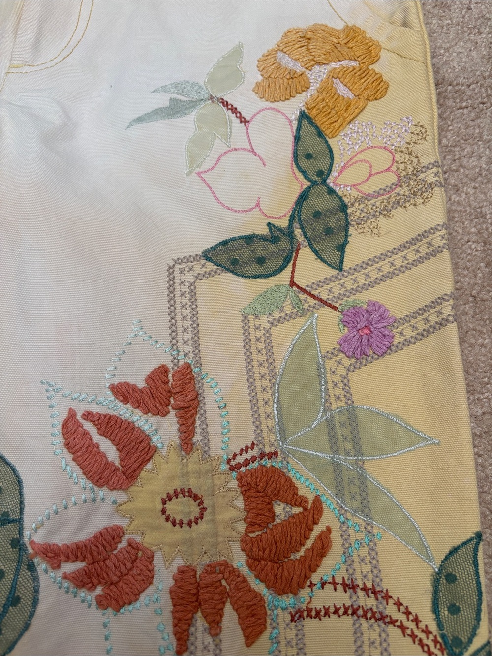 We The Free Cream Embroidered Floral Wide-Leg Pants - Picture 4 of 14
